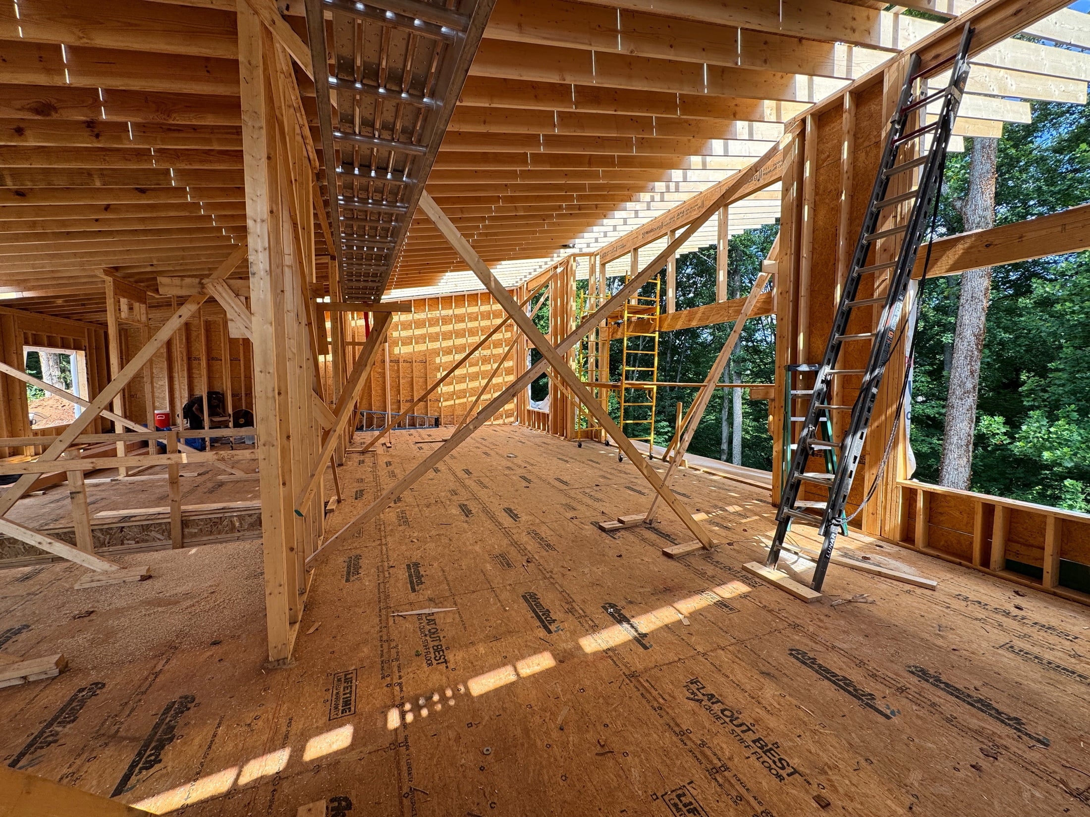 Interior framing during construction of an East Tennessee custom home